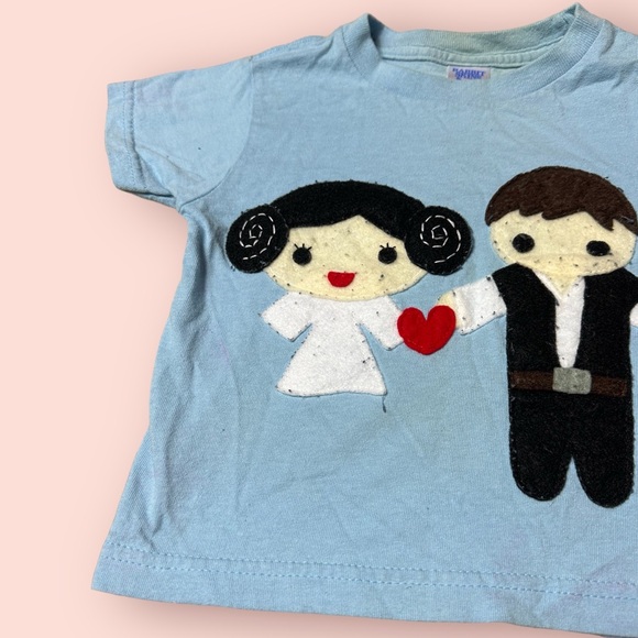 Toddler Light Blue Star Wars Luke Skywalker Princess Leia Mi Cielo Tee Size 3 - Picture 2 of 9